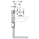 Grifo electrónico para lavabos Geberit Brenta, montaje mural, servicio de red, para caja funcional empotrada: Cromado brillante, L=22cm, Mezclador=Con mezclador